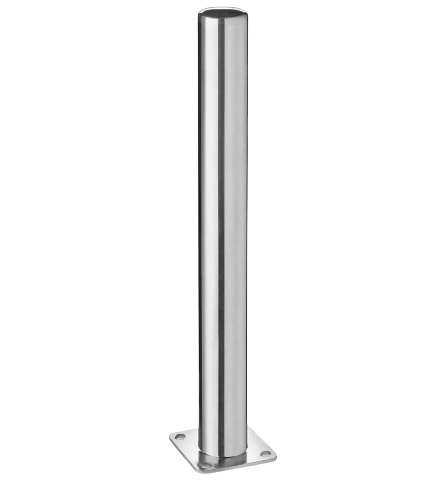 Bolt-On Bollard (steel finish), Stainless Steel Safety Bollard - 4.5" D x 42" H