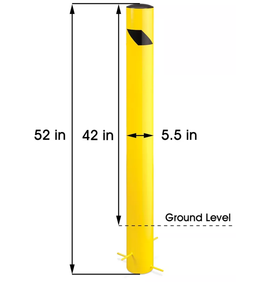 Pour-In-Place Bollard (yellow) - choose height x 5.5" D