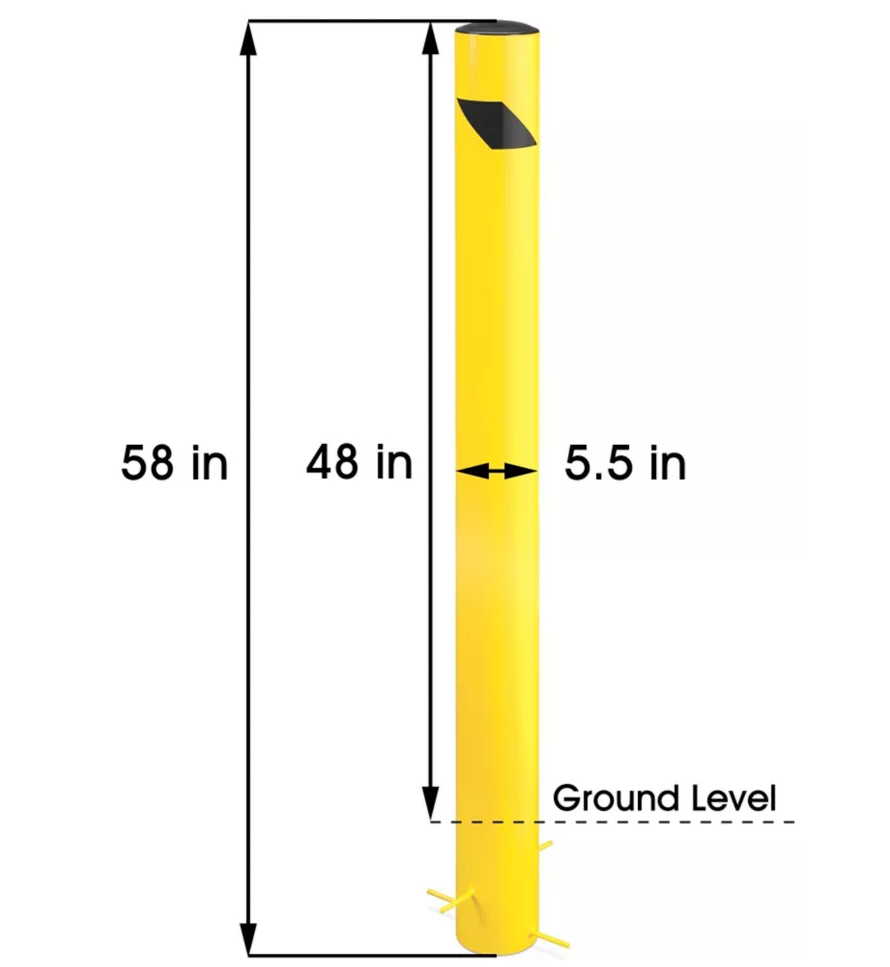 Pour-In-Place Bollard (yellow) - choose height x 5.5" D