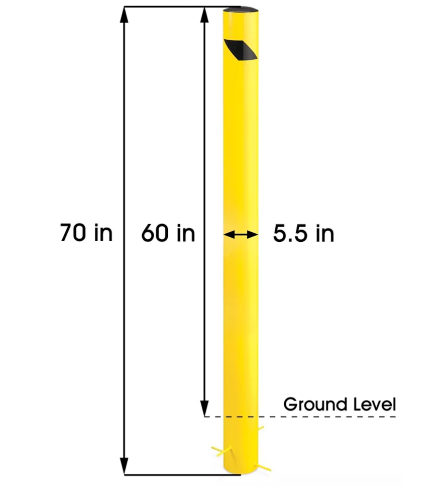 Pour-In-Place Bollard (yellow) - choose height x 5.5" D